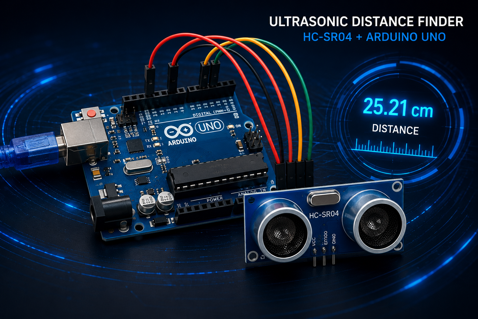 Arduino UNO and HC-SR04 Ultrasonic Distance Finder